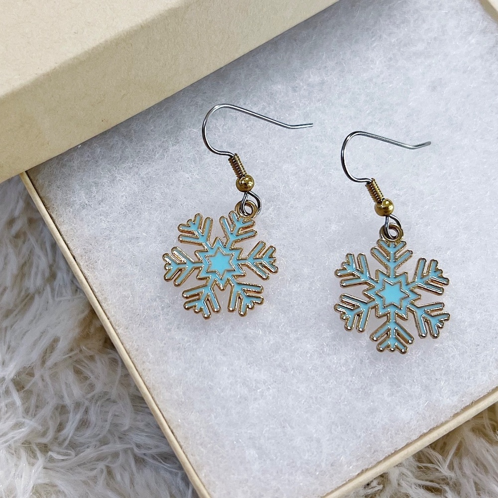 Pastel Blue Snowflake Earrings